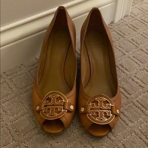 Tory Burch Peep Toe Wedges